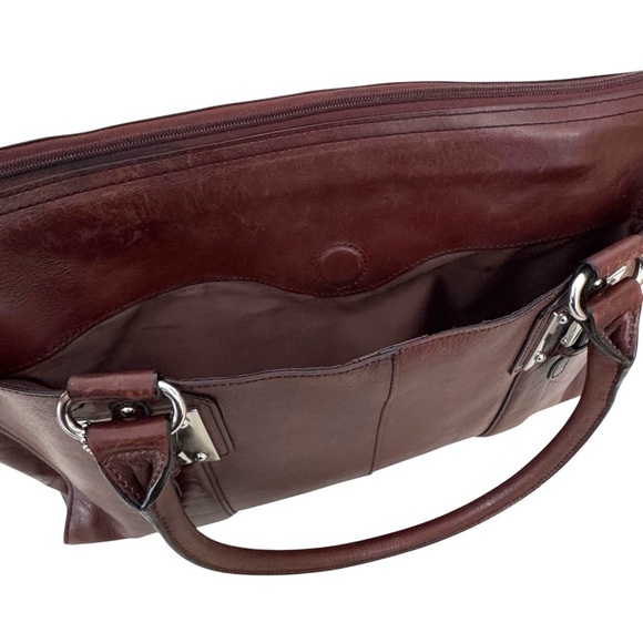 Wilsons Leather Computer Bag Attache 100% Genuine Leather Oxblood Red/Brown - Picture 10 of 13